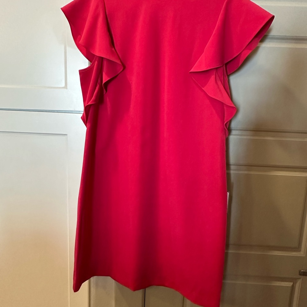 Elegant hot pink Ruffle Sleeve Dress